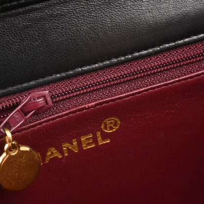 Chanel 1996-1997 Black Lambskin Pushlock Medium Half Flap Shoulder Bag