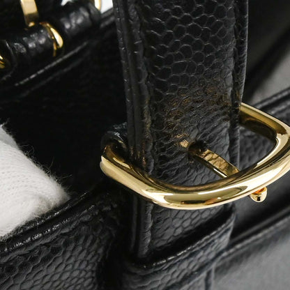 Chanel 1997-1999 Black Caviar Skin Tote Handbag