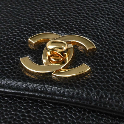 Chanel 1997-1999 Black Caviar Skin Tote Handbag