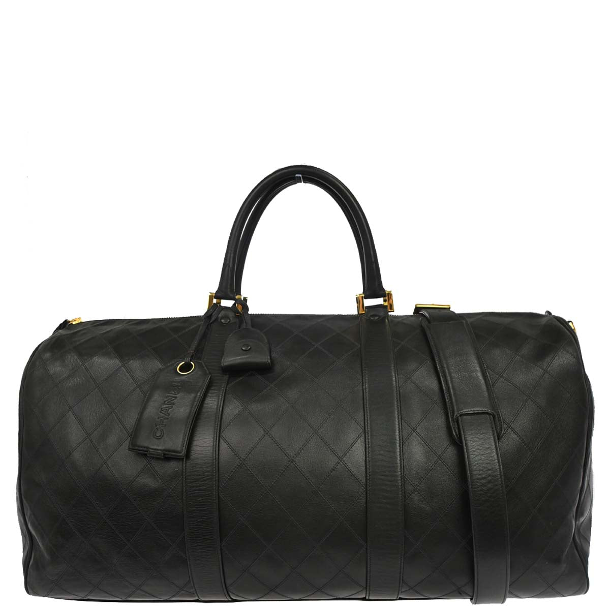 Chanel 1989-1991 Black Lambskin Bicolore 2way Handbag