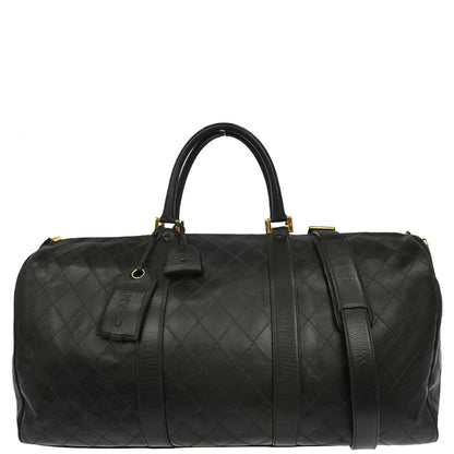 Chanel 1989-1991 Black Lambskin Bicolore 2way Handbag