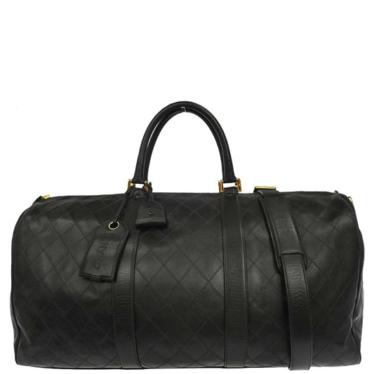 Chanel 1989-1991 Black Lambskin Bicolore 2way Handbag
