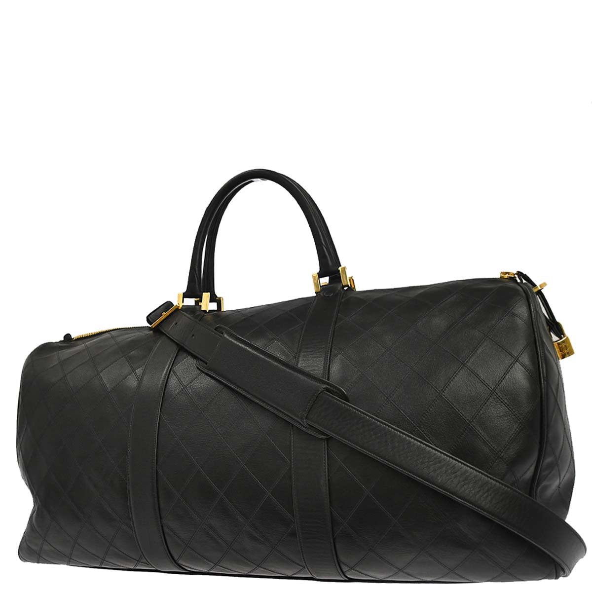 Chanel 1989-1991 Black Lambskin Bicolore 2way Handbag