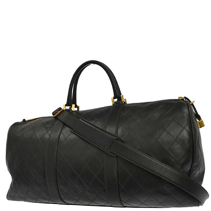Chanel 1989-1991 Black Lambskin Bicolore 2way Handbag