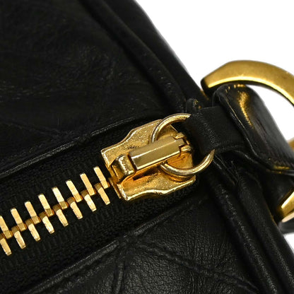 Chanel 1989-1991 Black Lambskin Bicolore 2way Handbag