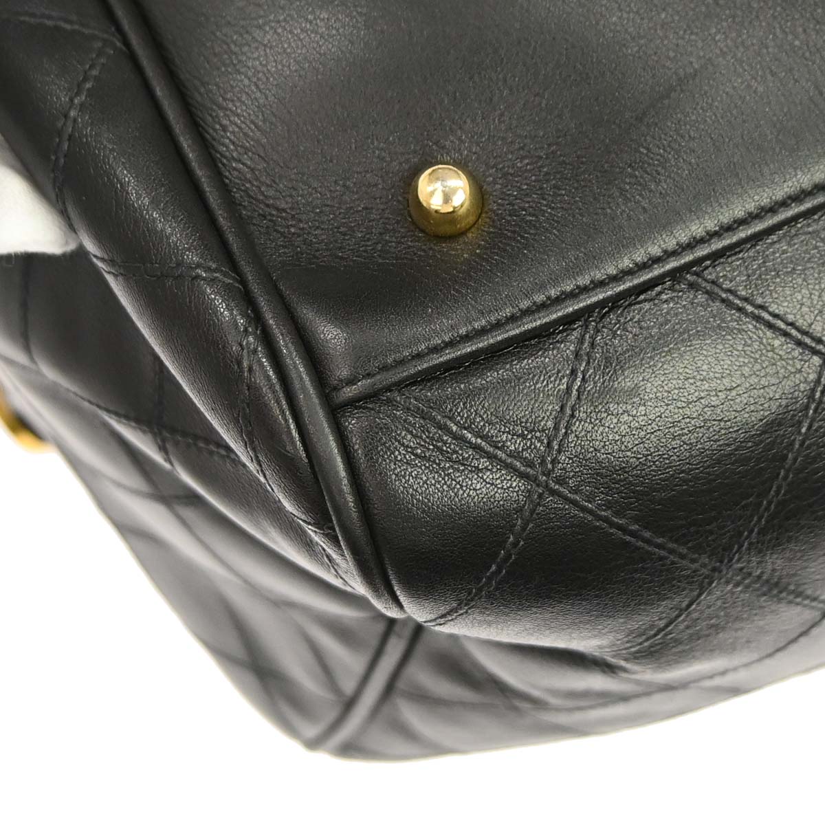 Chanel 1989-1991 Black Lambskin Bicolore 2way Handbag