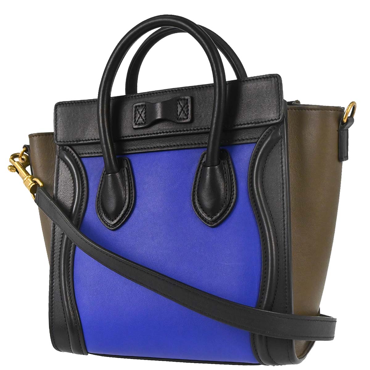 Celine Blue Leather Nano Luggage 2way Tote Handbag