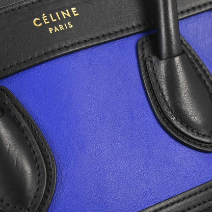 Celine Blue Leather Nano Luggage 2way Tote Handbag
