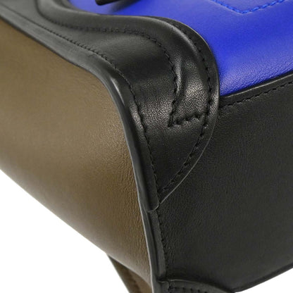 Celine Blue Leather Nano Luggage 2way Tote Handbag