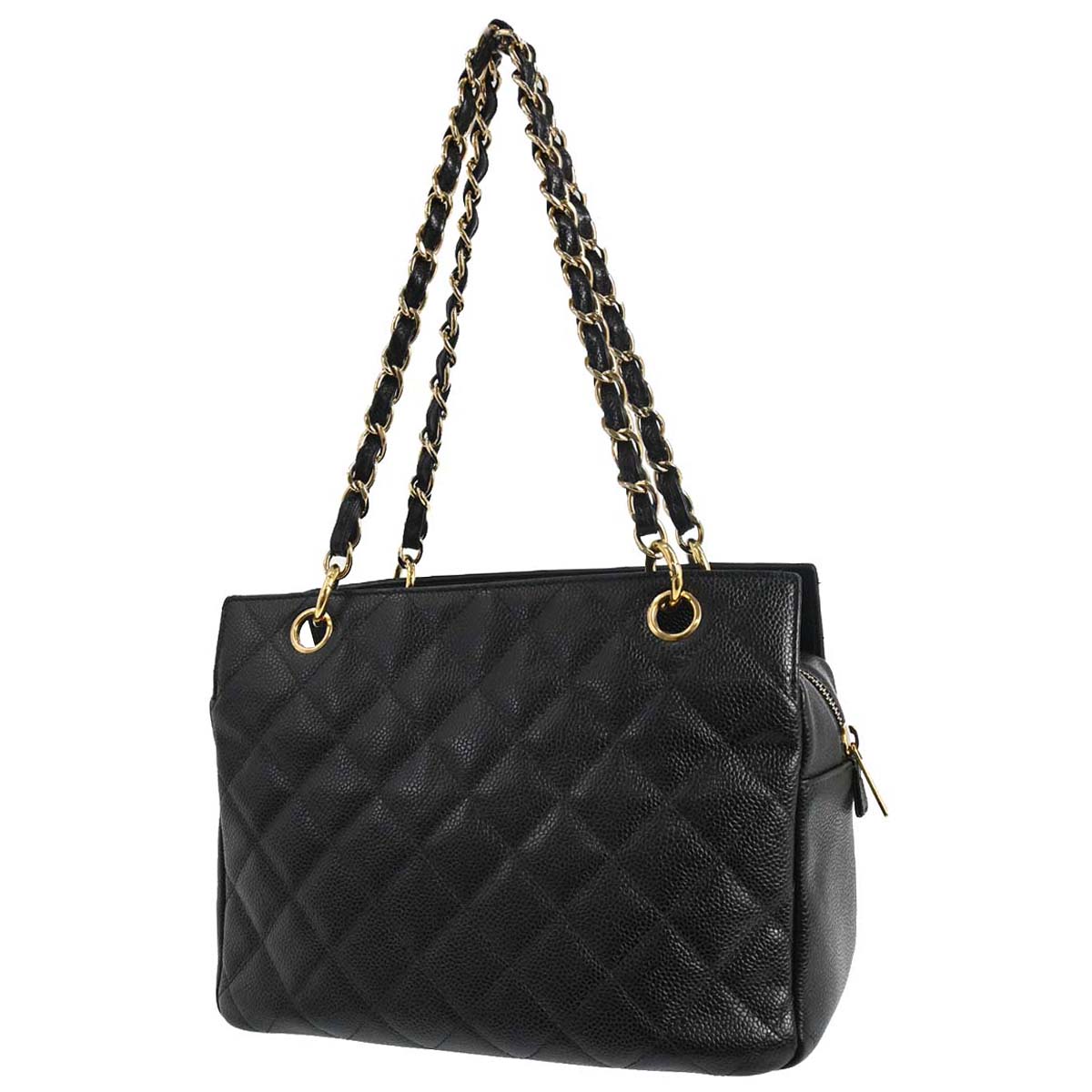 Chanel 2003-2004 Black Caviar Skin Petite Timeless Tote PTT Chain Handbag