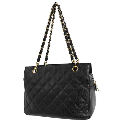 Chanel 2003-2004 Black Caviar Skin Petite Timeless Tote PTT Chain Handbag