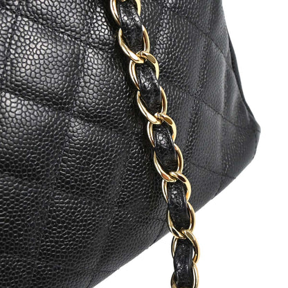 Chanel 2003-2004 Black Caviar Skin Petite Timeless Tote PTT Chain Handbag