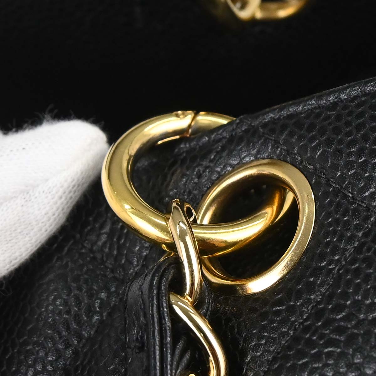 Chanel 2003-2004 Black Caviar Skin Petite Timeless Tote PTT Chain Handbag
