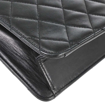 Chanel 1997-1999 Black Lambskin Pushlock Small Half Flap Shoulder Bag