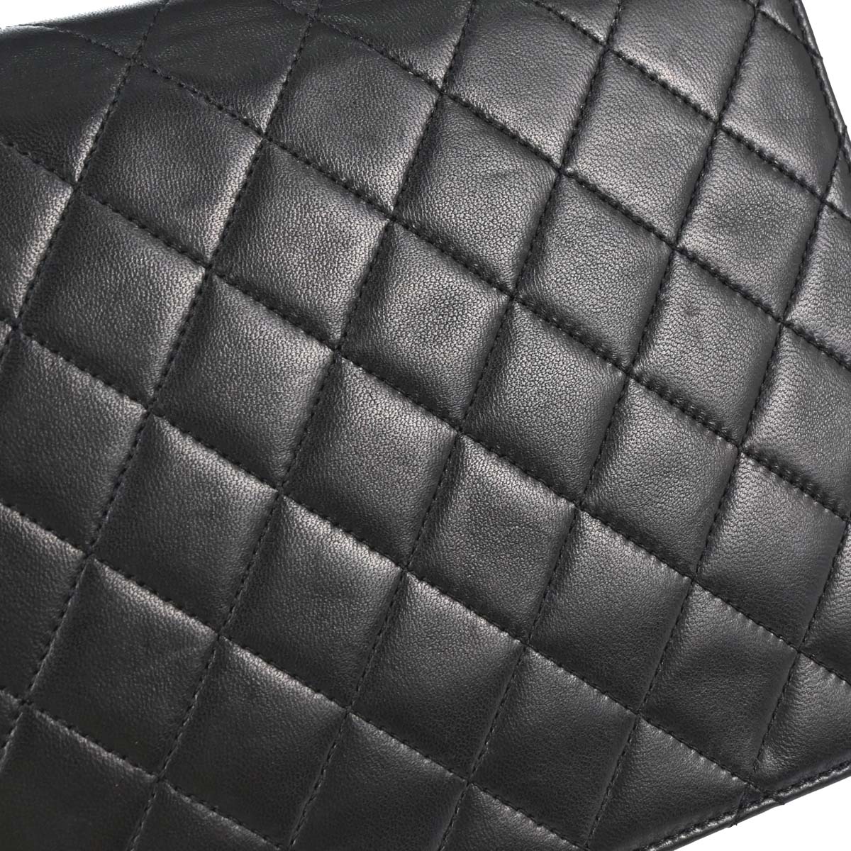 Chanel 1997-1999 Black Lambskin Pushlock Small Half Flap Shoulder Bag