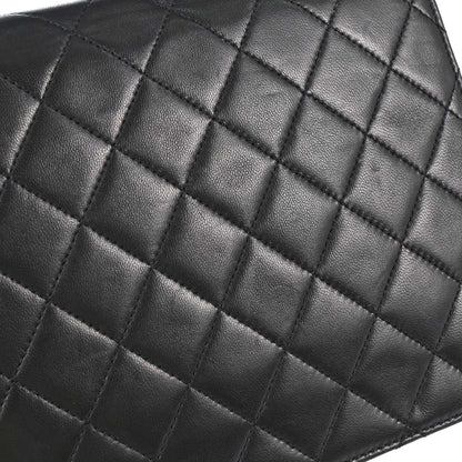 Chanel 1997-1999 Black Lambskin Pushlock Small Half Flap Shoulder Bag
