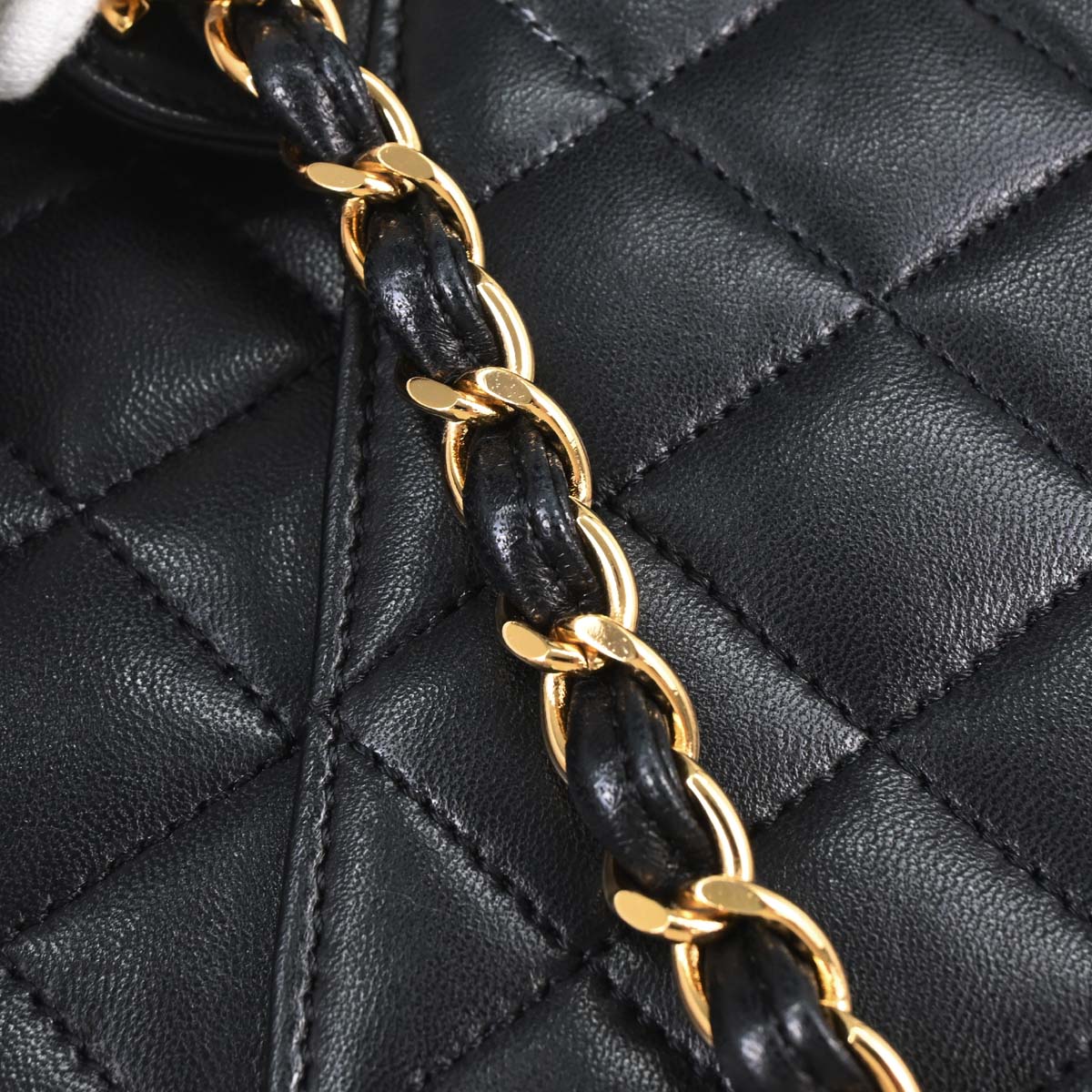Chanel 1997-1999 Black Lambskin Pushlock Small Half Flap Shoulder Bag