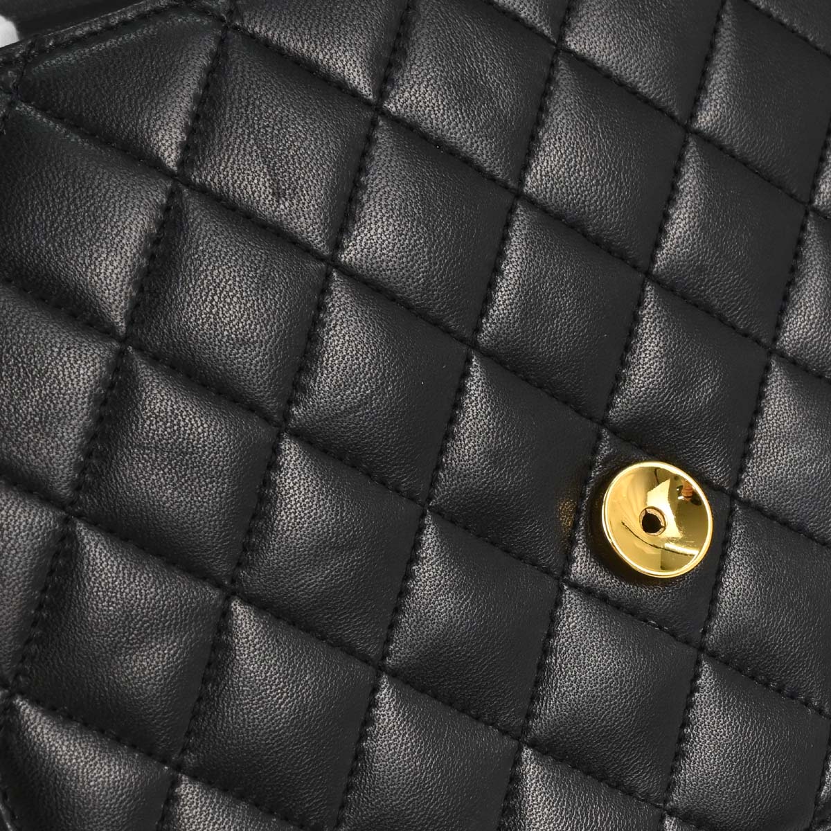 Chanel 1997-1999 Black Lambskin Pushlock Small Half Flap Shoulder Bag