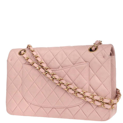 Chanel 2000-2002 Pink Lambskin Medium Classic Double Flap Shoulder Bag