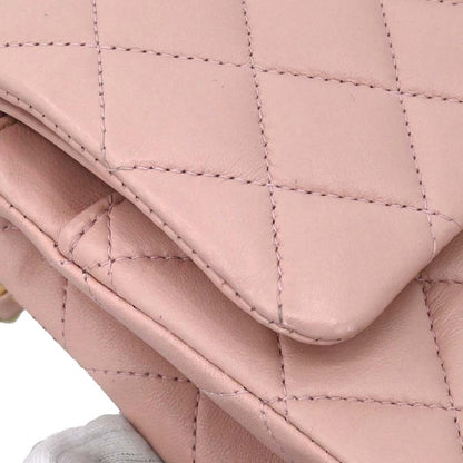 Chanel 2000-2002 Pink Lambskin Medium Classic Double Flap Shoulder Bag