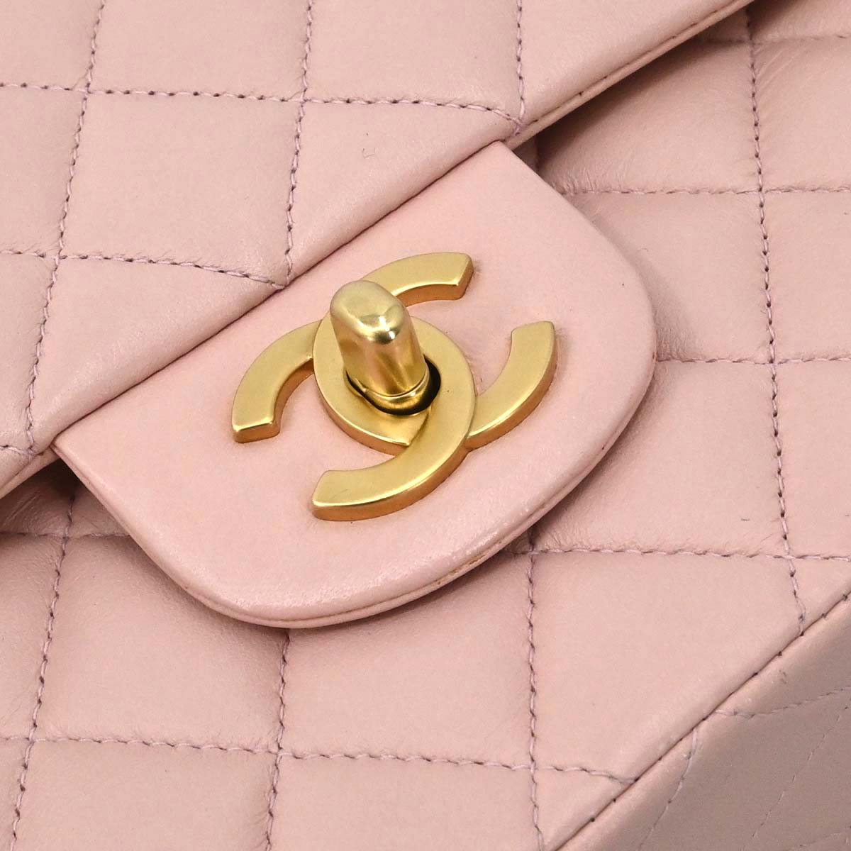 Chanel 2000-2002 Pink Lambskin Medium Classic Double Flap Shoulder Bag