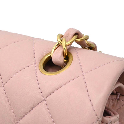 Chanel 2000-2002 Pink Lambskin Medium Classic Double Flap Shoulder Bag