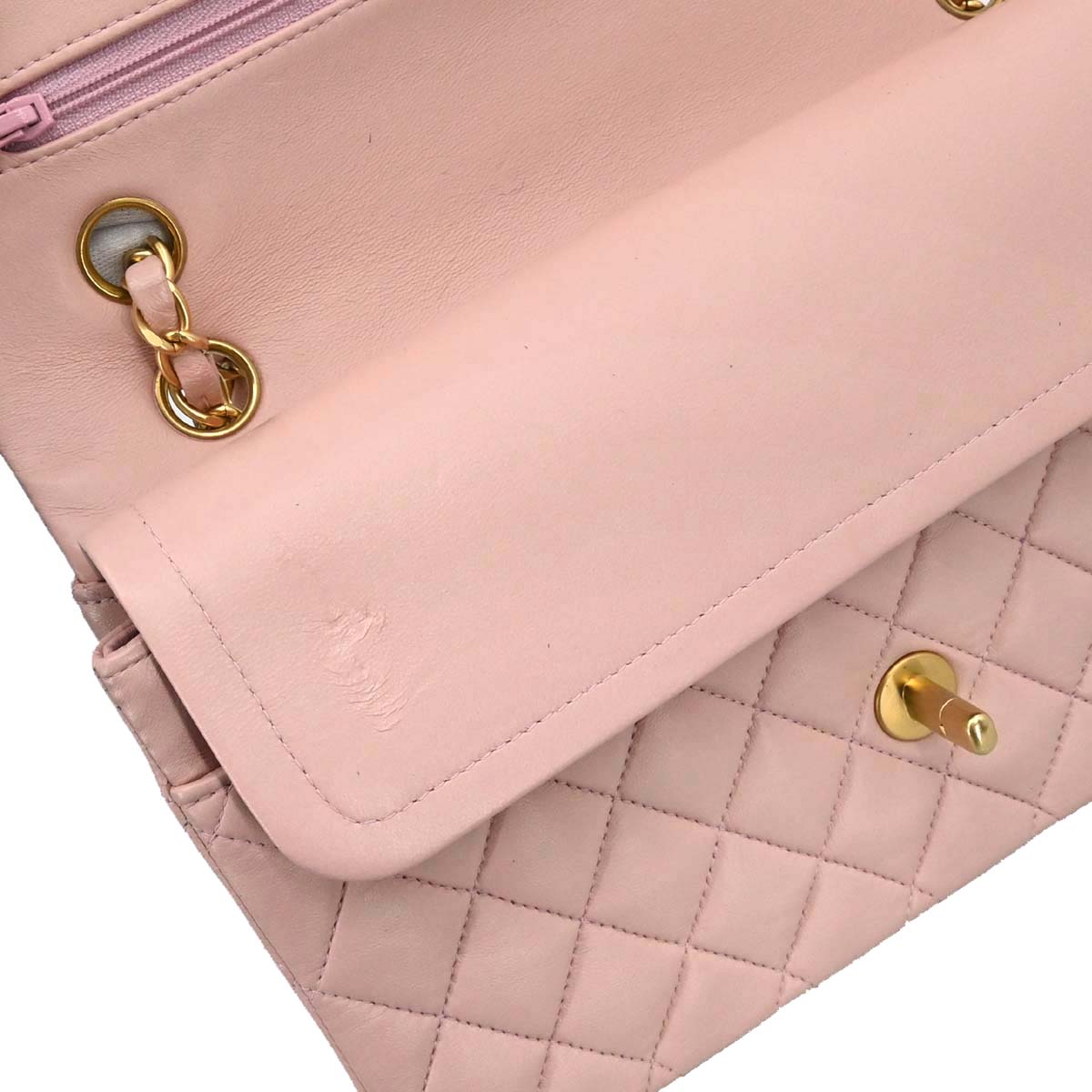 Chanel 2000-2002 Pink Lambskin Medium Classic Double Flap Shoulder Bag