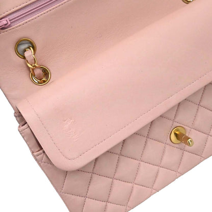 Chanel 2000-2002 Pink Lambskin Medium Classic Double Flap Shoulder Bag