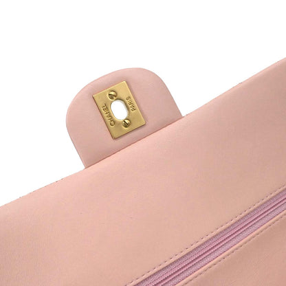 Chanel 2000-2002 Pink Lambskin Medium Classic Double Flap Shoulder Bag