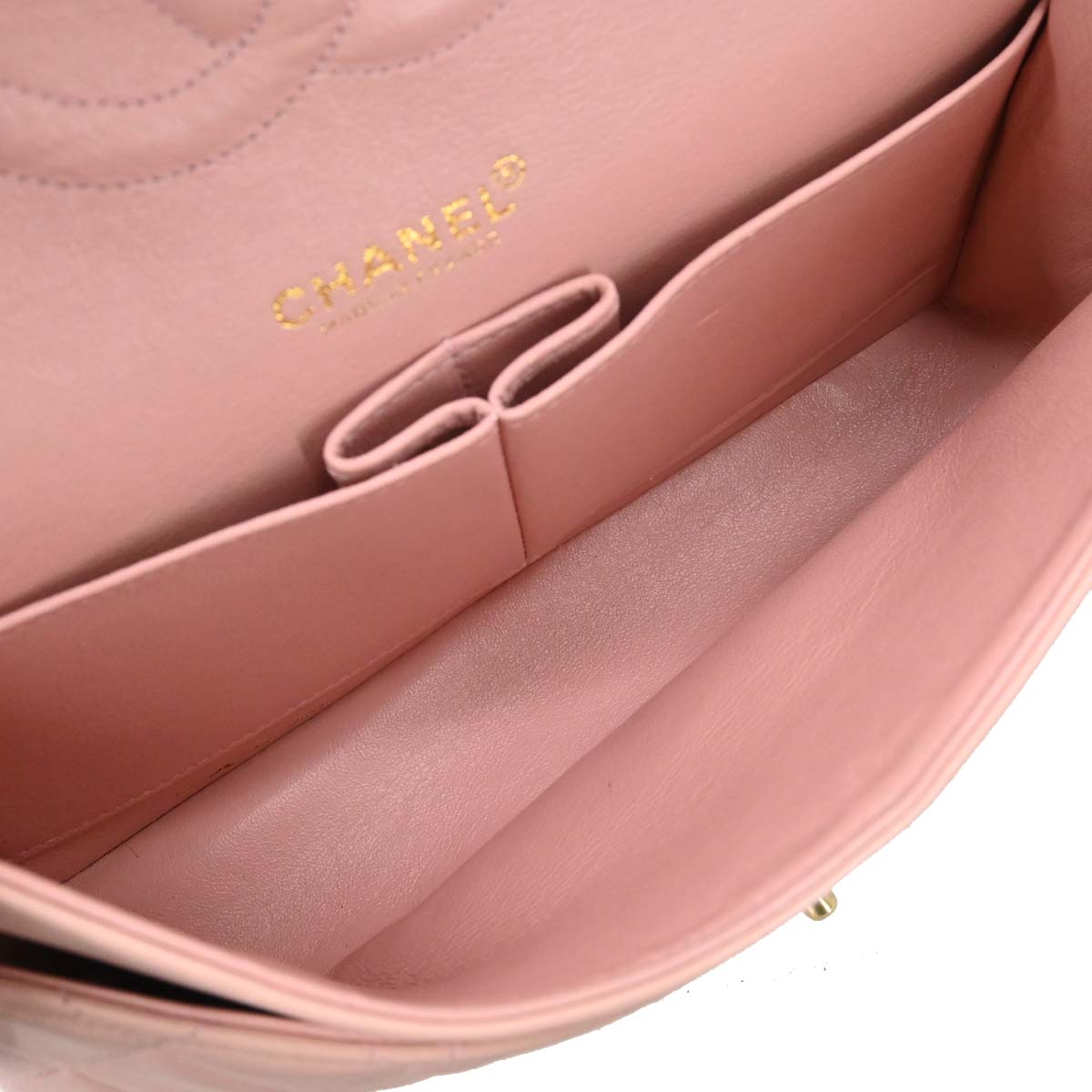 Chanel 2000-2002 Pink Lambskin Medium Classic Double Flap Shoulder Bag