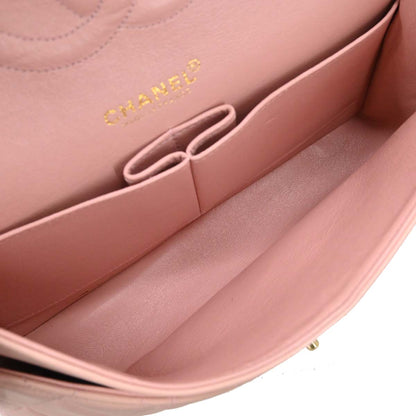 Chanel 2000-2002 Pink Lambskin Medium Classic Double Flap Shoulder Bag