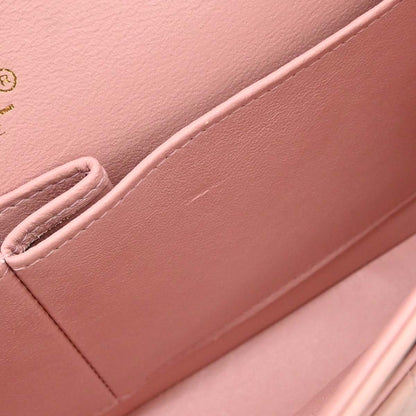Chanel 2000-2002 Pink Lambskin Medium Classic Double Flap Shoulder Bag