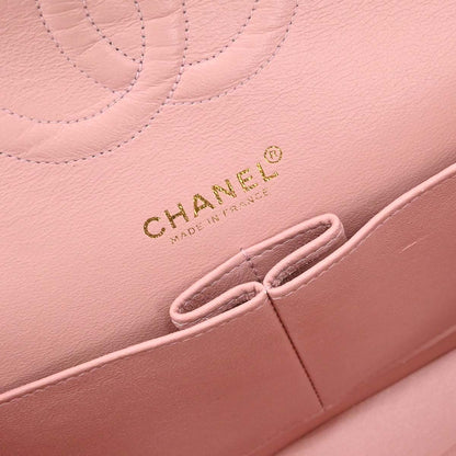 Chanel 2000-2002 Pink Lambskin Medium Classic Double Flap Shoulder Bag