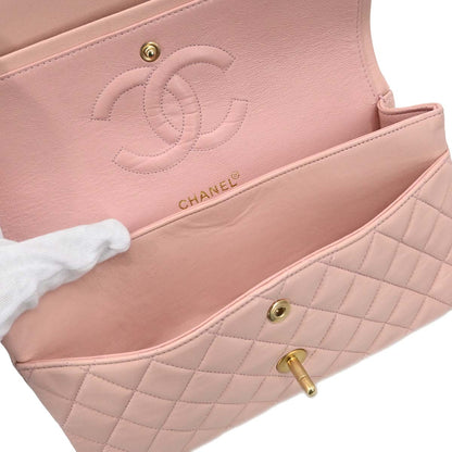 Chanel 2000-2002 Pink Lambskin Medium Classic Double Flap Shoulder Bag