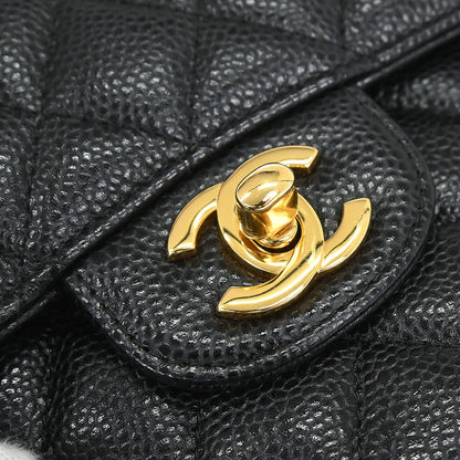 Chanel Black Caviar Skin Medium Classic Double Flap Shoulder Bag