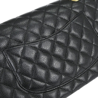 Chanel Black Caviar Skin Medium Classic Double Flap Shoulder Bag