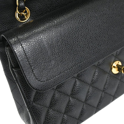 Chanel Black Caviar Skin Medium Classic Double Flap Shoulder Bag