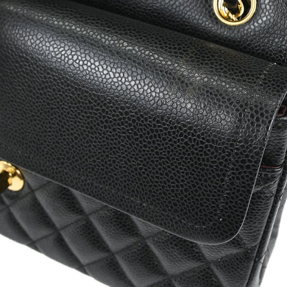 Chanel Black Caviar Skin Medium Classic Double Flap Shoulder Bag