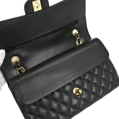 Chanel Black Caviar Skin Medium Classic Double Flap Shoulder Bag