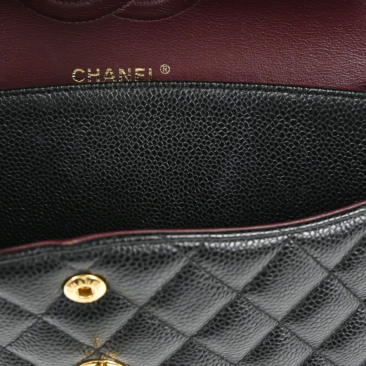 Chanel Black Caviar Skin Medium Classic Double Flap Shoulder Bag