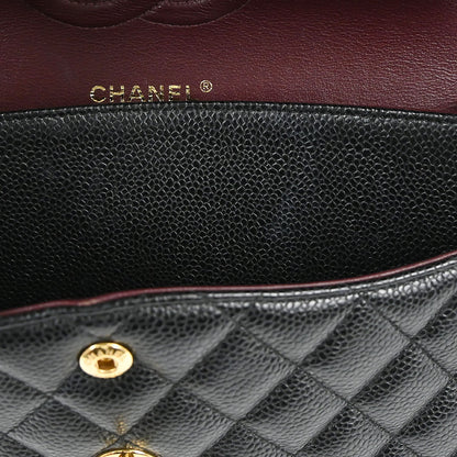 Chanel Black Caviar Skin Medium Classic Double Flap Shoulder Bag