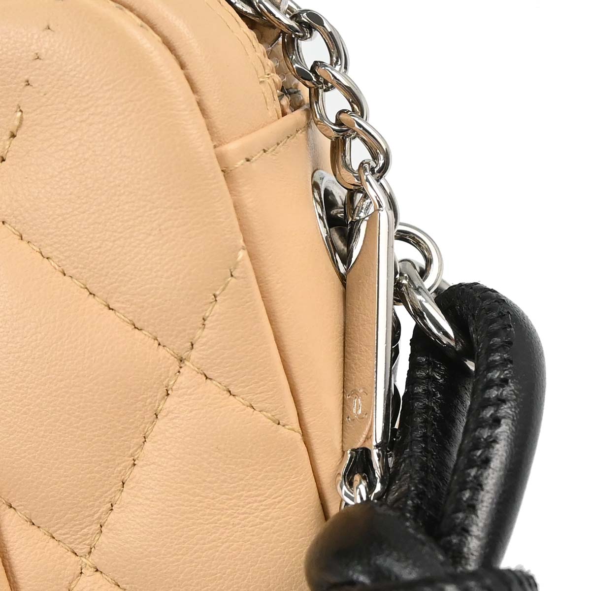 Chanel 2005-2006 Beige Black Calfskin Cambon Ligne Handbag