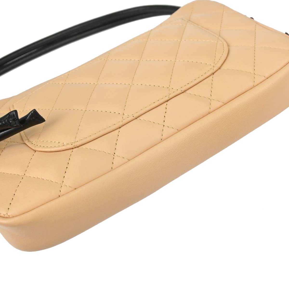 Chanel 2005-2006 Beige Black Calfskin Cambon Ligne Handbag