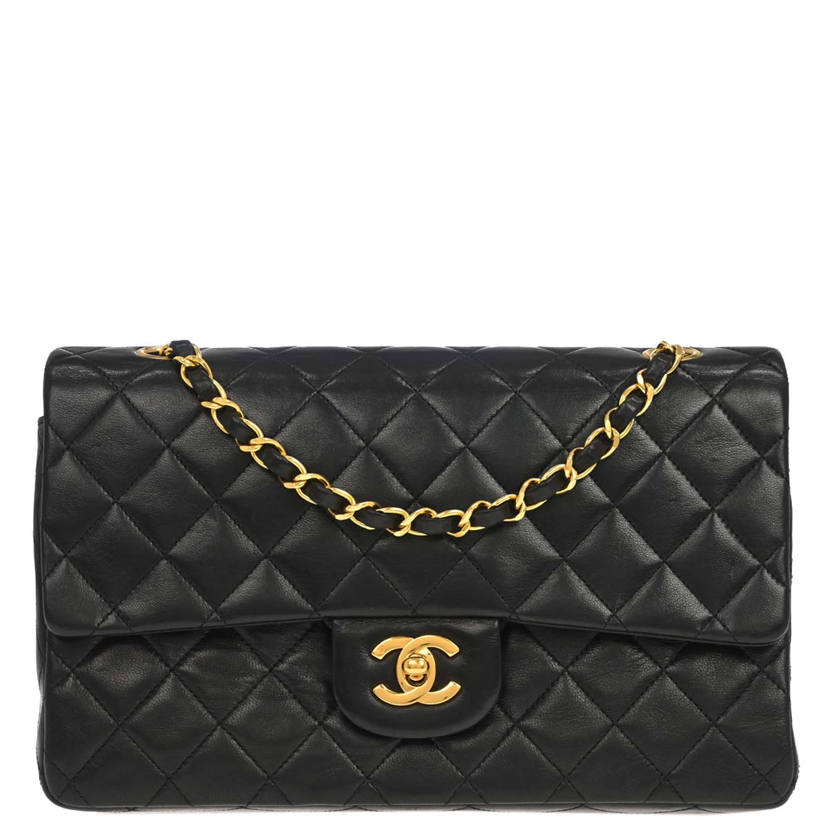 Chanel Black Lambskin Medium Classic Double Flap Shoulder Bag