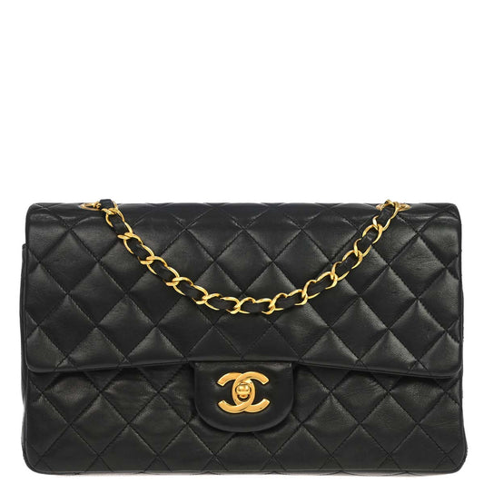 Chanel Black Lambskin Medium Classic Double Flap Shoulder Bag