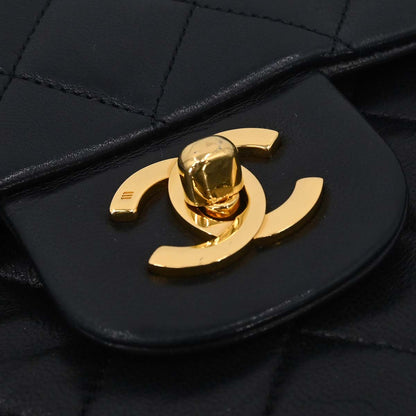 Chanel Black Lambskin Medium Classic Double Flap Shoulder Bag