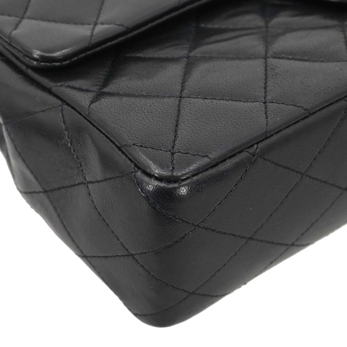 Chanel Black Lambskin Medium Classic Double Flap Shoulder Bag