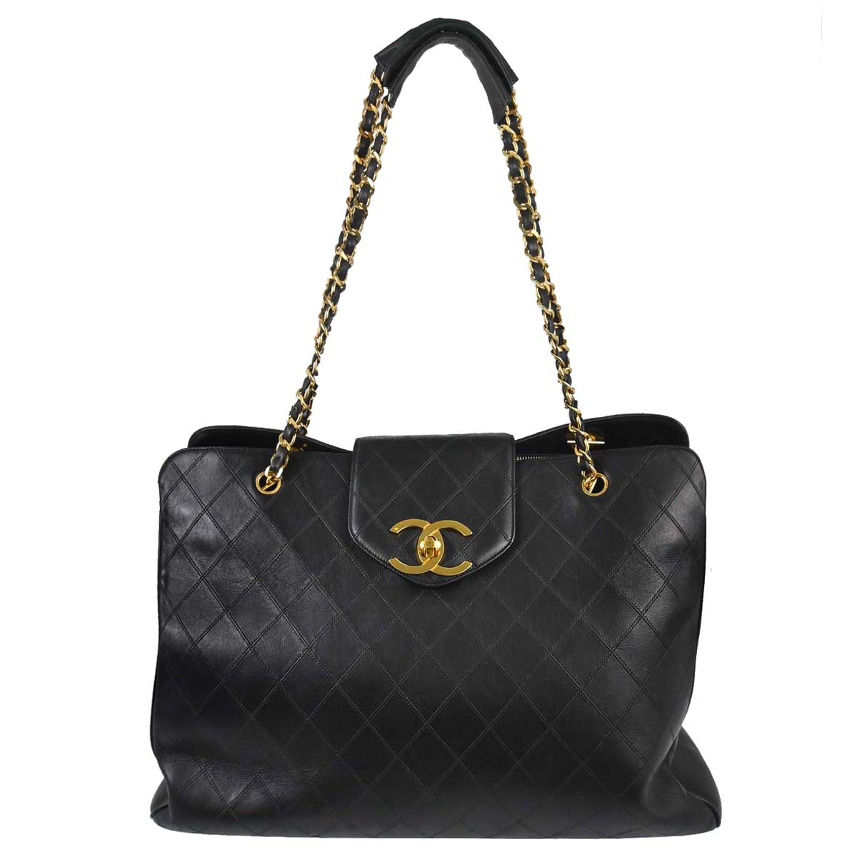 Chanel 1994-1996 Black Lambskin Bicolore Supermodel Shoulder Bag