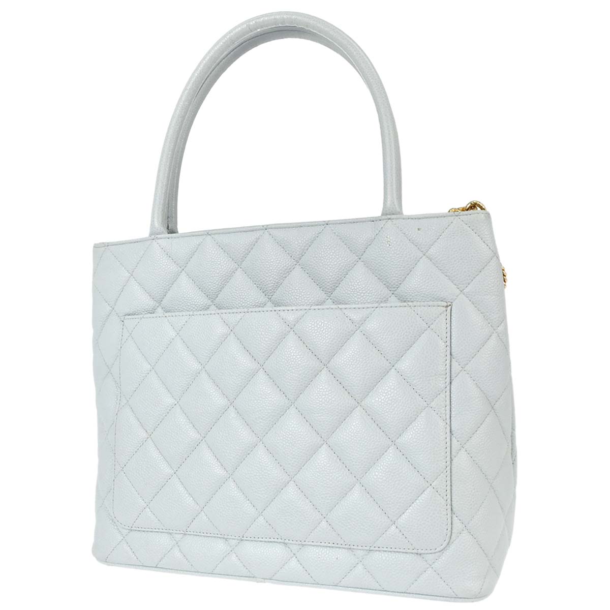Chanel 2002-2003 Light Blue Caviar Skin Medallion Tote Handbag