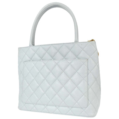 Chanel 2002-2003 Light Blue Caviar Skin Medallion Tote Handbag